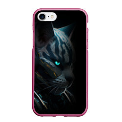 Чехол iPhone 7/8 матовый Cat cyberpunk, цвет: 3D-малиновый