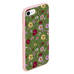 Чехол iPhone 7/8 матовый Летний луг - паттерн, цвет: 3D-светло-розовый — фото 2