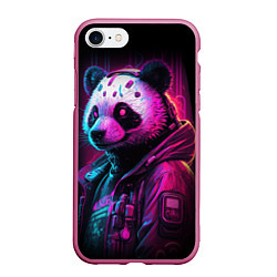Чехол iPhone 7/8 матовый Panda cyberpunk, цвет: 3D-малиновый