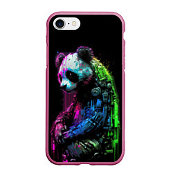 Чехол iPhone 7/8 матовый Панда в краске, цвет: 3D-малиновый