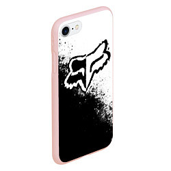 Чехол iPhone 7/8 матовый Fox motocross - черно-белые пятна, цвет: 3D-светло-розовый — фото 2