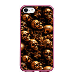 Чехол iPhone 7/8 матовый Медные черепа, цвет: 3D-малиновый