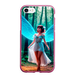 Чехол iPhone 7/8 матовый Девушка фея в дремучем лесу, цвет: 3D-малиновый