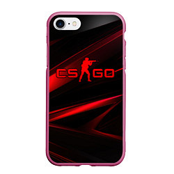Чехол iPhone 7/8 матовый CSGO red black logo, цвет: 3D-малиновый