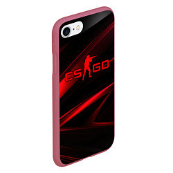 Чехол iPhone 7/8 матовый CSGO red black logo, цвет: 3D-малиновый — фото 2