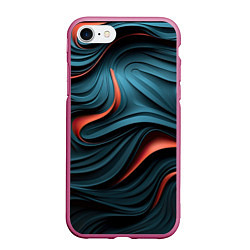 Чехол iPhone 7/8 матовый Сине-оранжевая абстрактная волна, цвет: 3D-малиновый