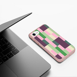 Чехол iPhone 7/8 матовый Прямоугольный блочный паттерн, цвет: 3D-светло-розовый — фото 2