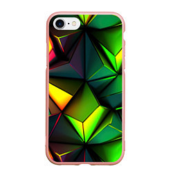 Чехол iPhone 7/8 матовый Зеленые абстрактные треугольники, цвет: 3D-светло-розовый