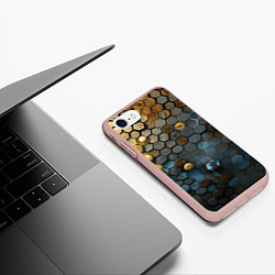 Чехол iPhone 7/8 матовый Позолоченая броня, цвет: 3D-светло-розовый — фото 2