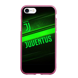 Чехол iPhone 7/8 матовый Juventus green line, цвет: 3D-малиновый