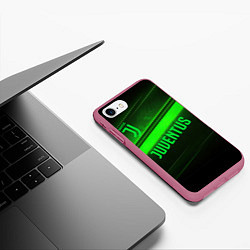 Чехол iPhone 7/8 матовый Juventus green line, цвет: 3D-малиновый — фото 2