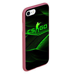 Чехол iPhone 7/8 матовый CSGO green abstract lines, цвет: 3D-малиновый — фото 2