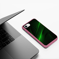 Чехол iPhone 7/8 матовый Green neon lines, цвет: 3D-малиновый — фото 2