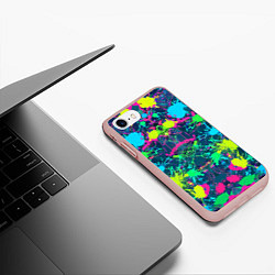 Чехол iPhone 7/8 матовый Colorful blots - expressionism - vogue, цвет: 3D-светло-розовый — фото 2