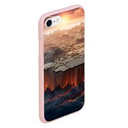 Чехол iPhone 7/8 матовый Разлом земли и лавовой поверхности, цвет: 3D-светло-розовый — фото 2