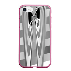 Чехол iPhone 7/8 матовый Серая геометрия, цвет: 3D-малиновый
