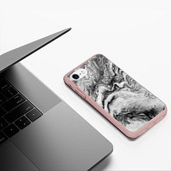 Чехол iPhone 7/8 матовый Черно-белая мраморная абстракция, цвет: 3D-светло-розовый — фото 2