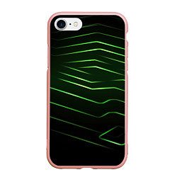 Чехол iPhone 7/8 матовый Green abstract dark background, цвет: 3D-светло-розовый