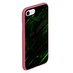 Чехол iPhone 7/8 матовый Dark black green abstract, цвет: 3D-малиновый — фото 2