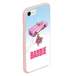 Чехол iPhone 7/8 матовый Барби на дороге, цвет: 3D-светло-розовый — фото 2