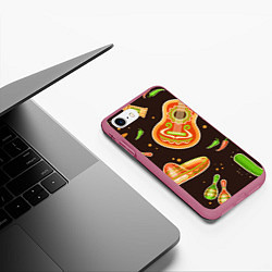 Чехол iPhone 7/8 матовый Мексиканское веселье, цвет: 3D-малиновый — фото 2