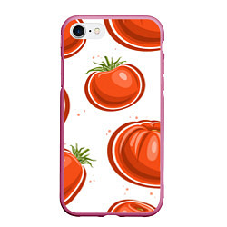 Чехол iPhone 7/8 матовый Помидорчики, цвет: 3D-малиновый