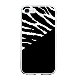 Чехол iPhone 7/8 матовый Полосы зебры с черным, цвет: 3D-белый