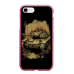 Чехол iPhone 7/8 матовый Т54 русский танк, цвет: 3D-малиновый