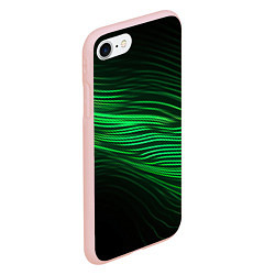 Чехол iPhone 7/8 матовый Green neon lines, цвет: 3D-светло-розовый — фото 2