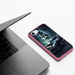 Чехол iPhone 7/8 матовый Мерседес космос, цвет: 3D-малиновый — фото 2