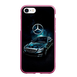 Чехол iPhone 7/8 матовый Mercedes Benz dark style, цвет: 3D-малиновый