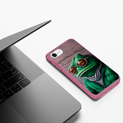 Чехол iPhone 7/8 матовый Уставшная лягушка Пепе, цвет: 3D-малиновый — фото 2