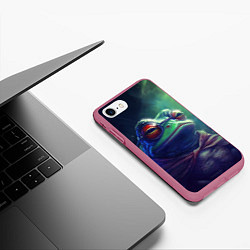 Чехол iPhone 7/8 матовый Пепе мем лягушка, цвет: 3D-малиновый — фото 2