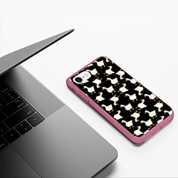 Чехол iPhone 7/8 матовый Паттерн с гусями, цвет: 3D-малиновый — фото 2
