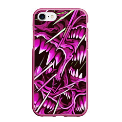Чехол iPhone 7/8 матовый Розовые кислотные клыки, цвет: 3D-малиновый