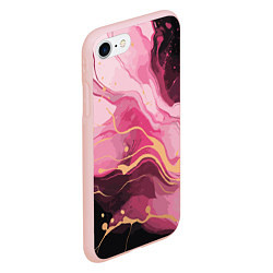 Чехол iPhone 7/8 матовый Абстрактный черно-розовый мраморный узор, цвет: 3D-светло-розовый — фото 2
