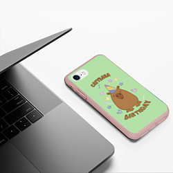 Чехол iPhone 7/8 матовый День рождения капибары, цвет: 3D-светло-розовый — фото 2