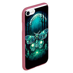 Чехол iPhone 7/8 матовый Призрачный мотылек, цвет: 3D-малиновый — фото 2