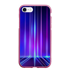 Чехол iPhone 7/8 матовый Neon glow - vaporwave - strips, цвет: 3D-малиновый