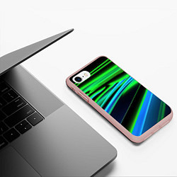 Чехол iPhone 7/8 матовый Green geometry abstract, цвет: 3D-светло-розовый — фото 2