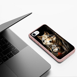 Чехол iPhone 7/8 матовый Волчица с волчонком, цвет: 3D-светло-розовый — фото 2