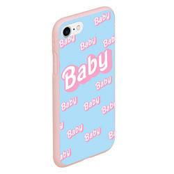 Чехол iPhone 7/8 матовый Baby - Barbie style: blue pattern, цвет: 3D-светло-розовый — фото 2