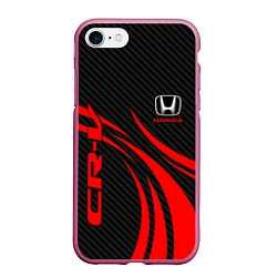 Чехол iPhone 7/8 матовый Honda CR-V - красный и карбон, цвет: 3D-малиновый