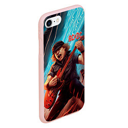 Чехол iPhone 7/8 матовый ACDC rock music, цвет: 3D-светло-розовый — фото 2