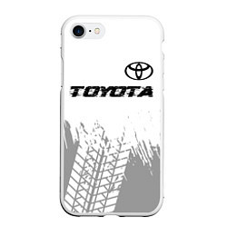 Чехол iPhone 7/8 матовый Toyota speed на светлом фоне со следами шин: симво