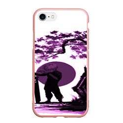 Чехол iPhone 7/8 матовый Канеки самурай под сакурой, цвет: 3D-светло-розовый