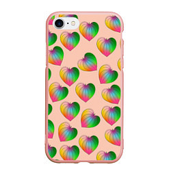 Чехол iPhone 7/8 матовый Цветной листик, цвет: 3D-светло-розовый