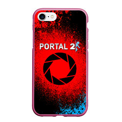Чехол iPhone 7/8 матовый Портал стиль халфлайф, цвет: 3D-малиновый