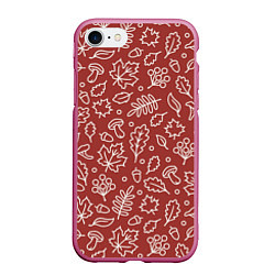 Чехол iPhone 7/8 матовый Осень - бордовый 2, цвет: 3D-малиновый
