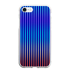 Чехол iPhone 7/8 матовый Полосатый синий градиент, цвет: 3D-белый